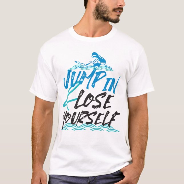 Camiseta Salta e Perder-te, Nadando, Design (Frente)