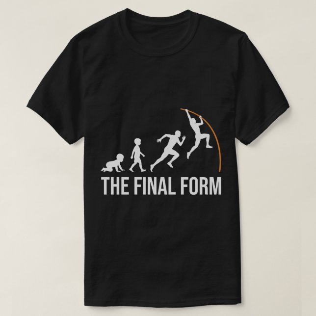 Camiseta Saltador de Vara Engraçado Evolução Forma Final  (Frente do Design)
