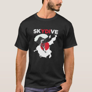 Camiseta Saltar de Paraquedas Japão Bandeira Paracaquedismo