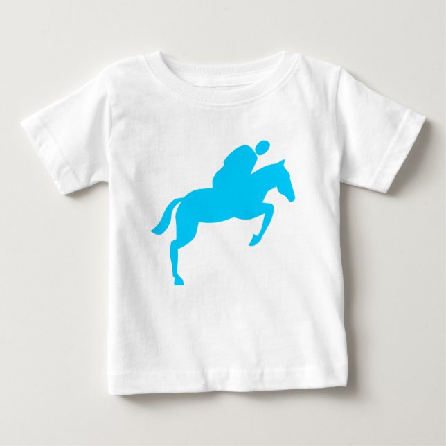 Camiseta Salto de cavalos - Azul-céu (Frente)