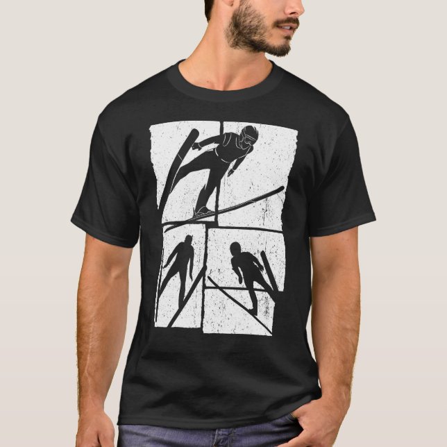 Camiseta Salto de esqui retrógrado esquiando voando esqui n (Frente)