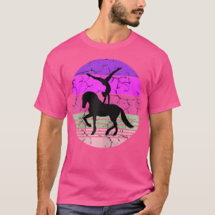 Camiseta Salto do Cavalo Retro Rosa Rosa Equestre Equestre