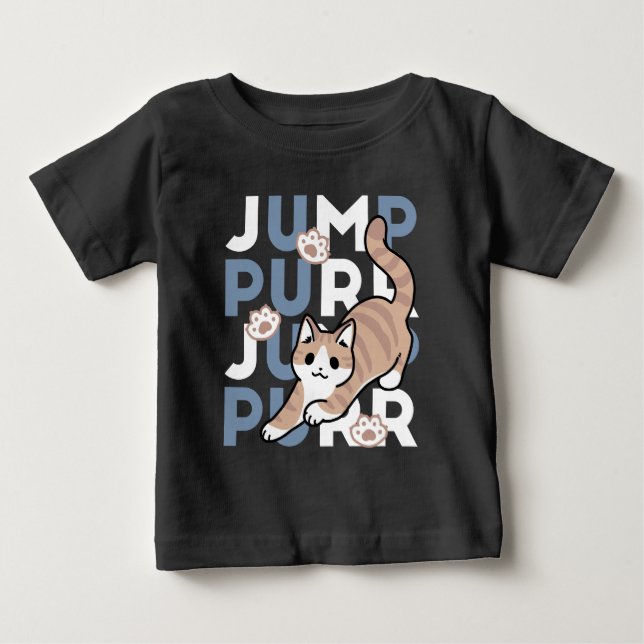 Camiseta Salto Purr de Salto: Design de Gato Reproduzível c (Frente)