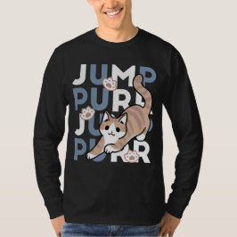 Camiseta Salto Purr de Salto: Design de Gato Reproduzível c