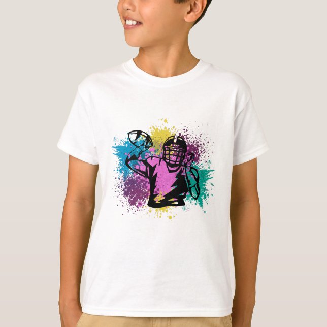 Camiseta Saltos de Cor Grungy de Futebol Americano (Frente)