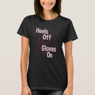 Camiseta Saltos de Mulheres Luvas Fora nos Punhos  Boxe Kic