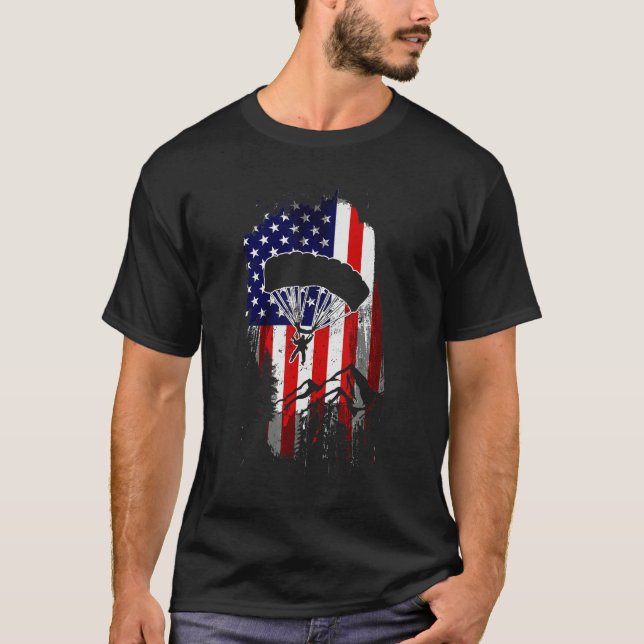 Camiseta Saltos de paraquedas EUA Bandeira Americana Patrió (Frente)