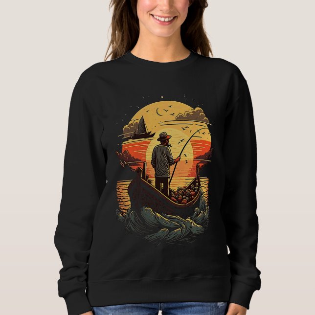 Camiseta Saltwater Fishing Trip Fisherman Fishing On Sunset (Frente)