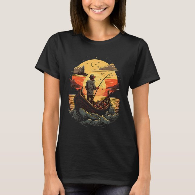 Camiseta Saltwater Fishing Trip Fisherman Fishing On Sunset (Frente)