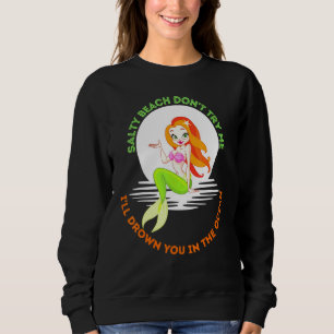 Camiseta Salty Beach Não Tente Me Mermaid Women Girls Merma