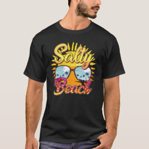 Camiseta Salty Beach Sol Tropical e Árvore Palm