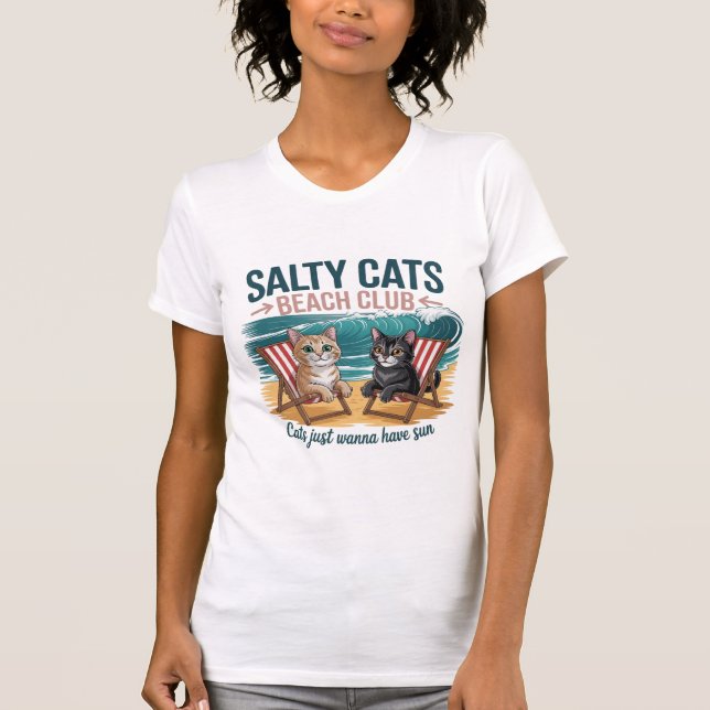 Camiseta Salty Cats Beach Club, Summer Vacation, Funny Cats (Frente)