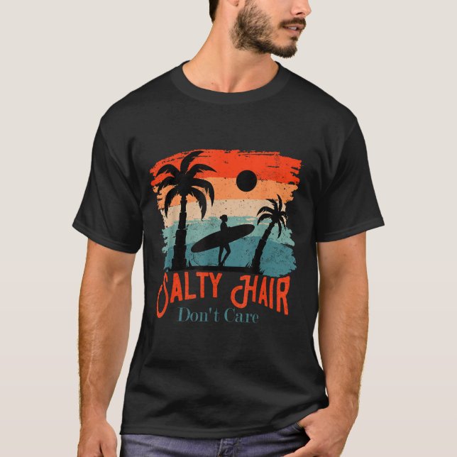 Camiseta Salty Hair Don't Care Vintage Surfer  (Frente)