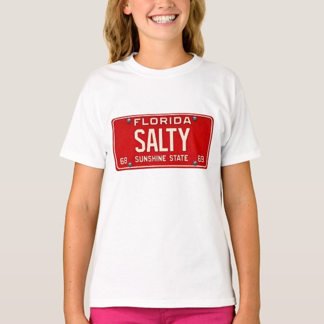 Camiseta Salty Life Retro Florida License Plate Girls Surf (Frente)