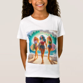 Camiseta Salty Sisterhood Trio Girls Beach Walk Surfer
