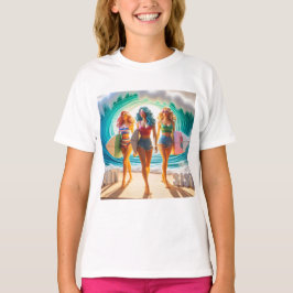 Camiseta Salty Sisterhood Trio Girls Beach Walk Surfer