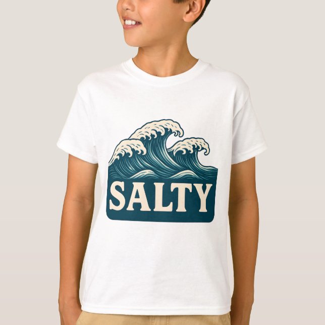 Camiseta Salty Teal Blue Surf Beach Waves | Coastal Life (Frente)