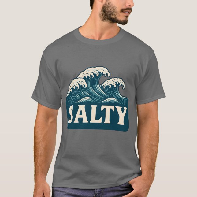 Camiseta Salty Teal Blue Surf Beach Waves | Coastal Life (Frente)