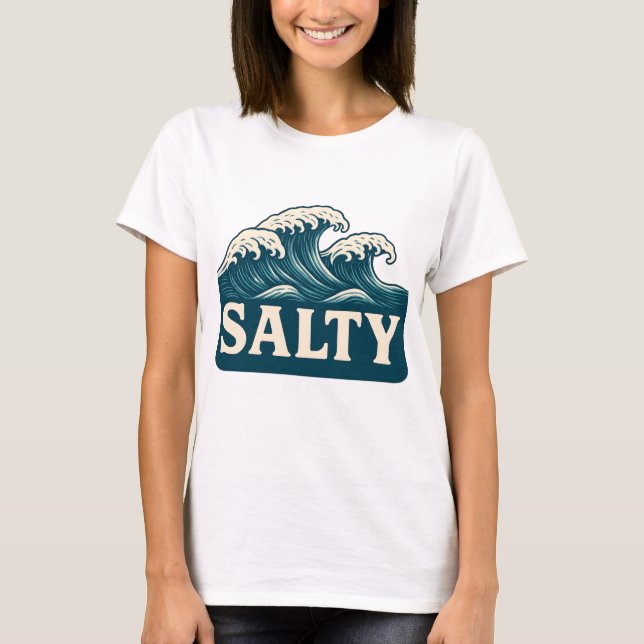 Camiseta Salty Teal Blue Surf Beach Waves | Coastal Life (Frente)