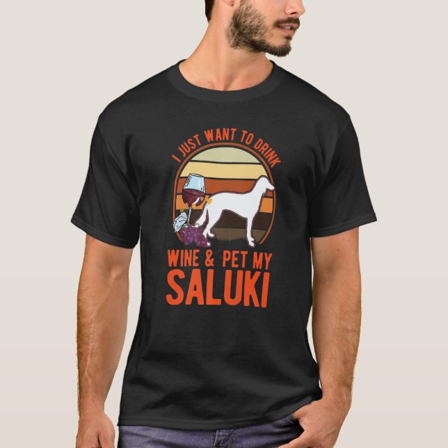 Camiseta Saluki And Wine Persian Greyhound Saluki   (Frente)