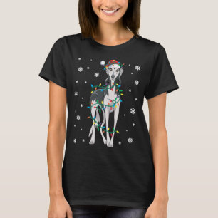 Camiseta Saluki Embalado No Cão Das Luzes De Natal