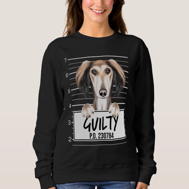 Camiseta Saluki Mugshot Guilty Dog (Frente)
