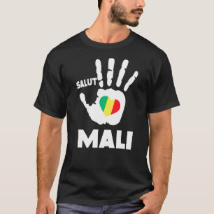 Camiseta Salut Mali com bandeira maliana num coração amado