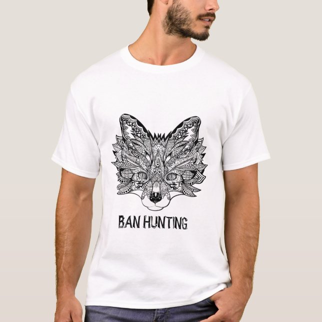 Camiseta Salva raposa Ban Fox caçando Mandala Art (Frente)