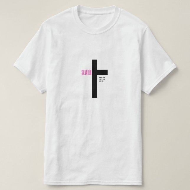Camiseta Salvação Jesus ama a design minimalista (Frente do Design)