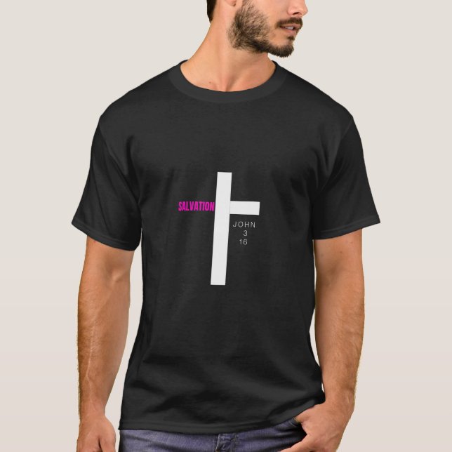 Camiseta Salvação. John 3:16 Christian (Frente)