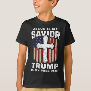 Camiseta Salvador Jesus Patriótico Cristão Trump Presidente