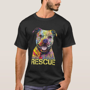 Camiseta Salvamento Cachorro Colorido Cachorro Pitbull Adoç