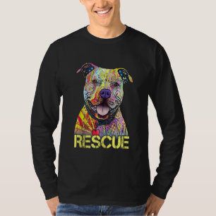 Camiseta Salvamento Cão Colorido Cachorro Pitbull Adoção Nã