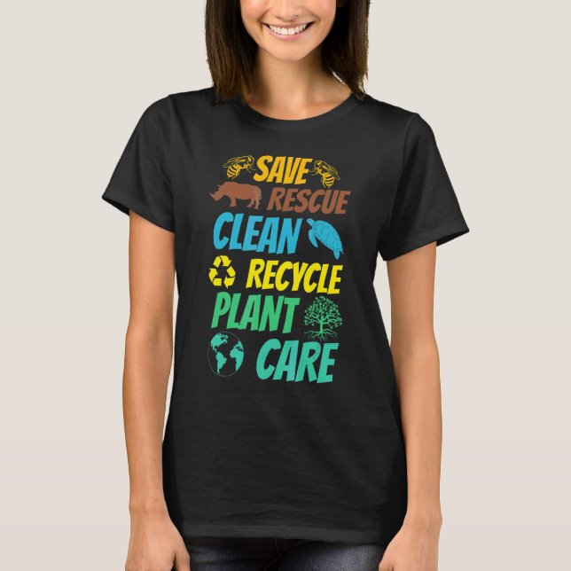 Camiseta Salvamento de Abelhas Animais Reciclado Plástico T (Frente)