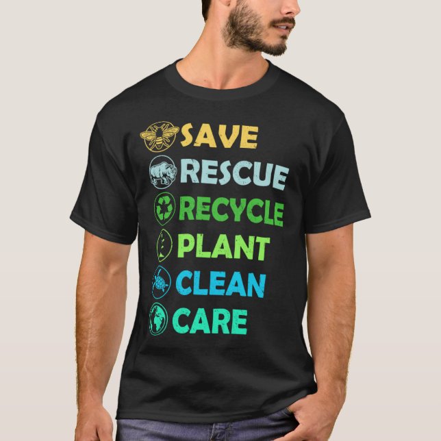 Camiseta Salvamento de Abelhas Animais Reciclares Plásticos (Frente)