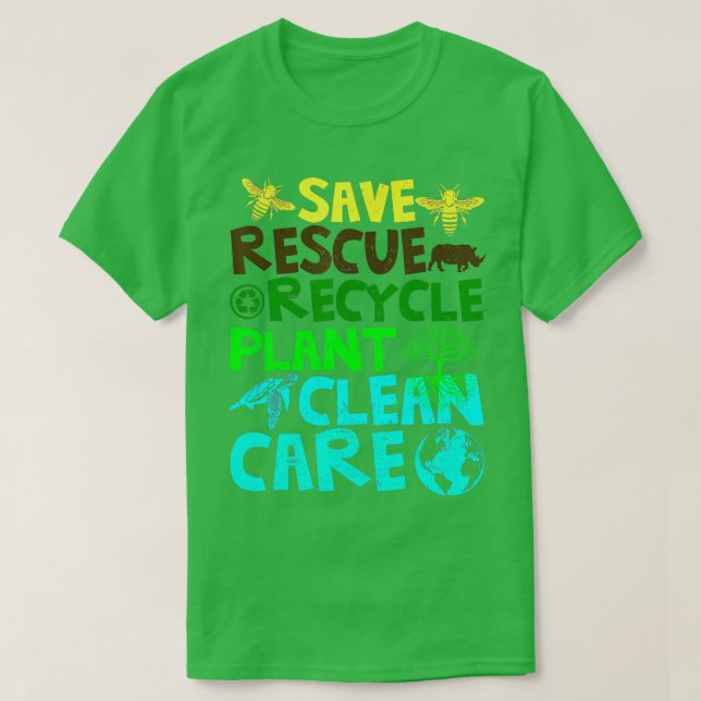 Camiseta Salvamento de Abelhas Animais Reciclares Plásticos (Frente do Design)