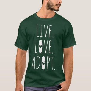 Camiseta Salvamento de Cães Adotar Amor Ao Vivo Adotar Pat