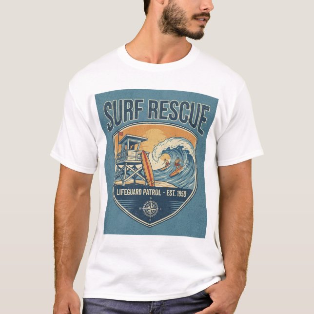 Camiseta Salvamento de Surf Patrulha de Salvavidas Est 1950 (Frente)