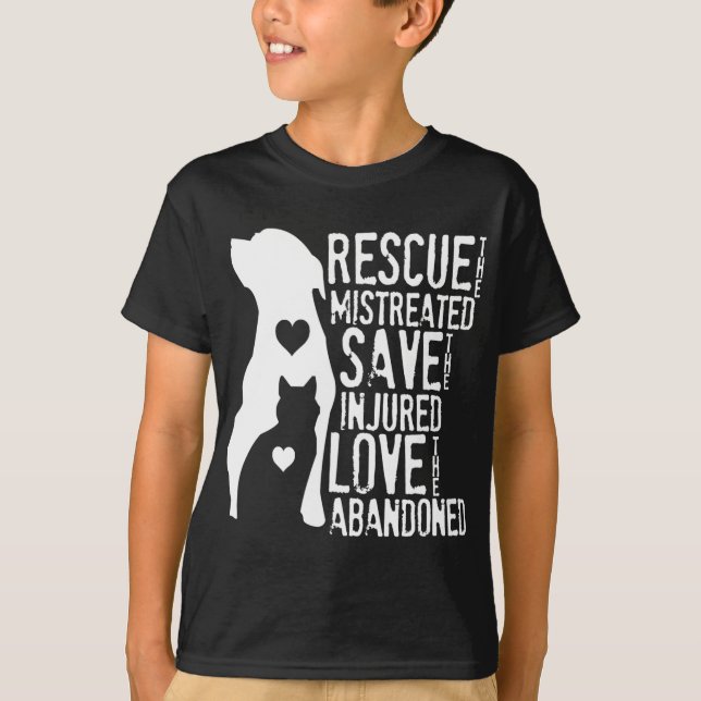 Camiseta Salvamento, Salvamento, Resgate De Animais De Amor (Frente)