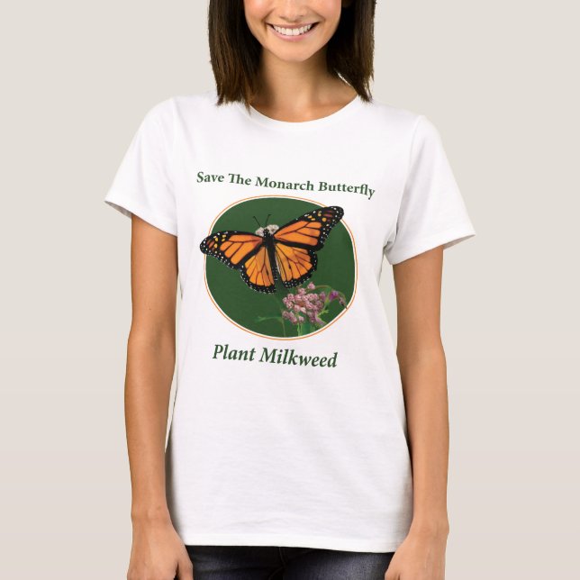 Camiseta Salvar a borboleta de monarca - Milkweed da planta (Frente)
