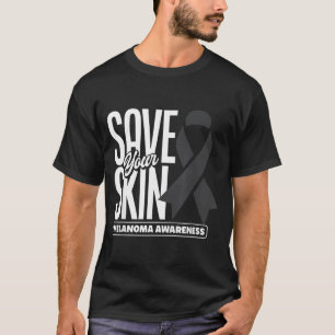 Camiseta Salvar a Pele Fita Preta Melanoma Câncer de Pele