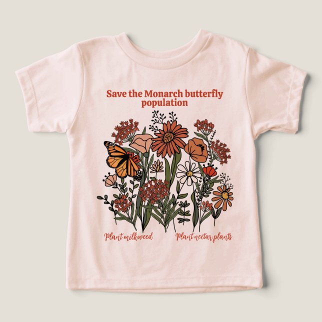 Camiseta Salvar a População de Borboletas Monarca (Design frontal)