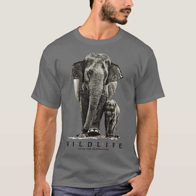 Camiseta Salvar a vida selvagem Elefantes (Frente)