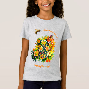 Camiseta Salvar abelhas melíferas, cultivar flores