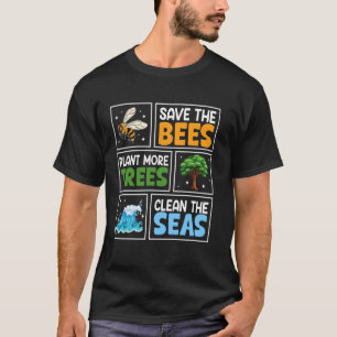 Camiseta Salvar Abelhas Plantar Árvores Mares Limpos Dia da