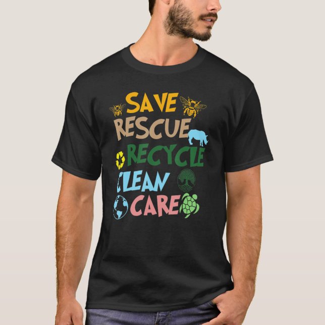 Camiseta Salvar Abelhas Salvando Animais Reciclar Gráfico P (Frente)