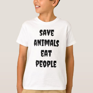 Camiseta salvar animais, comer pessoas