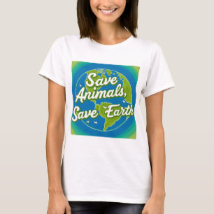 Camiseta Salvar animais, Salvar a Terra - Ecológico