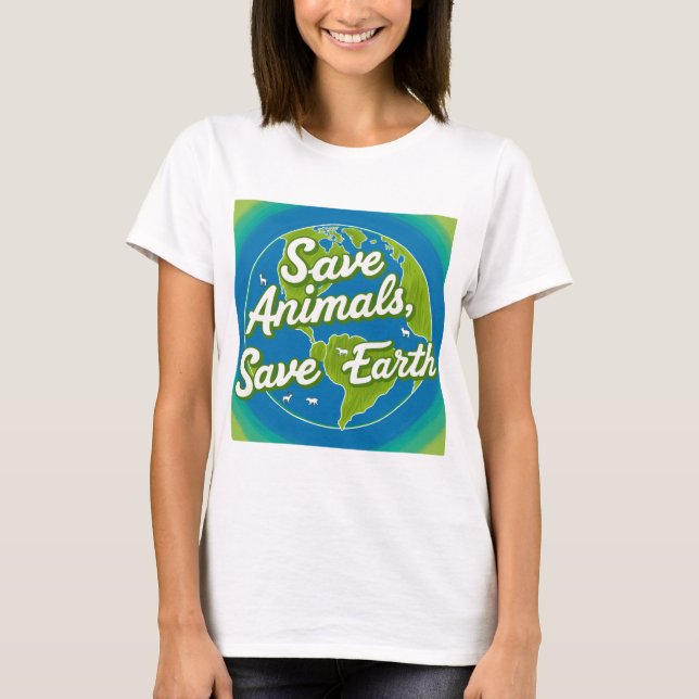 Camiseta Salvar animais, Salvar a Terra - Ecológico (Frente)