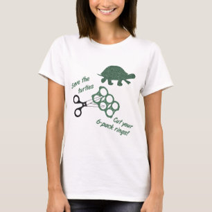 Camiseta Salvar as tartarugas cortam seis anéis do bloco